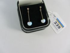 Pair of opal drop ear-rings stamped 375