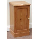 Traditional polished pine bedside cabinet fitted with panelled door, W34cm,