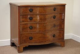 George III mahogany and Kingwood banded serpentine front chest of drawers with parallel stringing