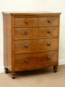 Victorian mahogany bow front chest fitted with two short and three long drawers, W107cm, H122cm,