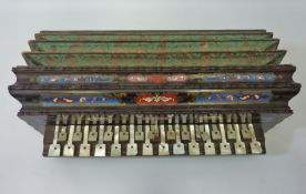 French inlaid rosewood Flutina Concertina with mother of pearl keys L40cm Condition