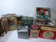 Vintage Bauer Pantalux 8 projector, Omo projector, Kodak Eight-500 boxed projector,