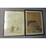 Early 20th century British armed Yacht, watercolour unsigned and 'Port Kingston',