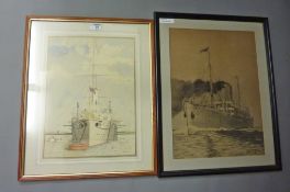 Early 20th century British armed Yacht, watercolour unsigned and 'Port Kingston',