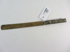 Japanese Meiji period paper turner the metal handle worked as cranes and bamboo with character mark