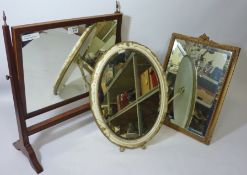 Mahogany framed table mirror H50cm and two other mirrors (3)
