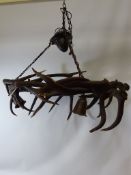 Stag red antler circular chandelier D88cm