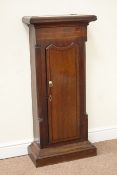 19th century oak and mahogany longcase clock trunk cupboard enclosed by single door,