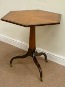 Regency birdseye maple and rosewood hexagonal tilt top table,
