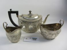 Late Victorian three piece silver tea set Zachariah Barraclough & Sons Birmingham 1894/5 120approx