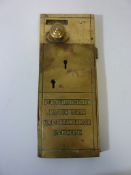 Early 20th century brass lavatory lock by Lockerbie & Wilkinson H30cm