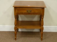 American Ethan Allen 'nutmeg' bedside table fitted with single drawer and under-tier, W57cm, H67cm,