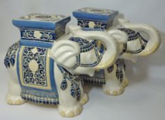 Pair Chinese elephant garden seats H42cm