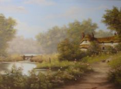 Country Cottage, oil on canvas signed T.