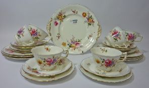 Royal Crown Derby tea service decorated with floral sprays - six place settings