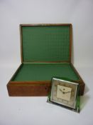 Oak box with fitted twin handles and an Art Deco period Smiths electric mantel clock