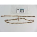 Rose gold T bar chain link bracelet hallmarked 9ct and a similar bracelet stamped 375 approx 9.