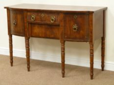 Early 19th century shaped front sideboard fitted with two centre drawers and single cupboard either