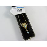 Gold-plated opal pendant necklace stamped 925