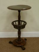 19th century turned mahogany jardiniere stand, D40cm,