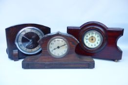 Early 20th century 400 day four glass mantle clock with marble top and base, H24.