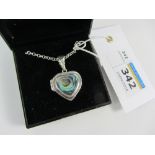 Heart locket necklace set with abalone shell stamped 925