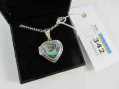 Heart locket necklace set with abalone shell stamped 925