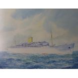 'SS Andes' - Ships portrait, watercolour signed and dated 1973 by Roger D Morris (British 1935-),