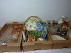 19th century majolica serving dish 'Where Reason Rules' and a Parian Ware bread plate,