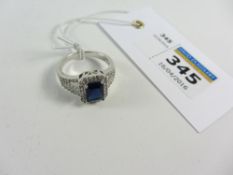 Blue stone set cocktail ring stamped 925
