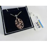 Rose gold-plated tree of life pendant stamped 925