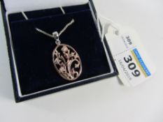 Rose gold-plated tree of life pendant stamped 925