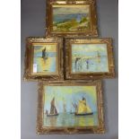 'Fisherman Shrimping', 'Sunset', 'Thames Barges' and Figure by Water,