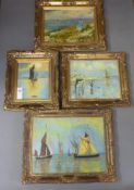 'Fisherman Shrimping', 'Sunset', 'Thames Barges' and Figure by Water,