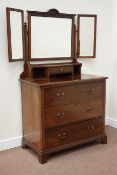 George III mahogany toilet mirror fitted with three oak lined drawers, W40cm, H57cm,