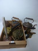 Victorian copper kettles, brass pans, trivets, paraffin burners,