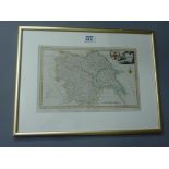 'A New Map of Yorkshire', hand coloured 18th century engraving by Thomas Conder pub Alex.