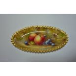 Royal Worcester pin dish with hand painted decoration by J. Smith date code c. 1953 L18.