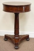 William IV figured mahogany veneered teapoy,