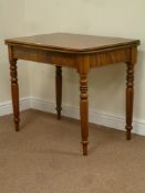 19th century mahogany tea table with foldover top raised on turned gateleg action base, W92cm,