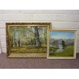 'The Woods Bolton Abbey Yorks' oil on board signed by N.J.