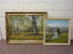 'The Woods Bolton Abbey Yorks' oil on board signed by N.J.