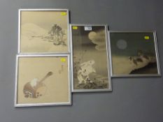 Hare by Moonlight 34cm x 18cm and three other early 20th century Japanese woodcuts (4)