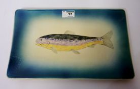 Eskdale Studio rectangular ceramic platter hand painted with a fish L34.