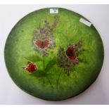 Large Eskdale Studio ceramic platter hand painted with red admiral butterflies D40cm