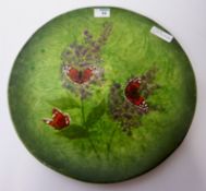 Large Eskdale Studio ceramic platter hand painted with red admiral butterflies D40cm