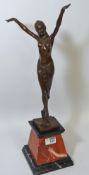 Art Deco style bronze on marble plinth H55cm