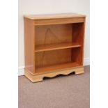 Yew wood reproduction open bookcase with adjustable shelf, W80cm,