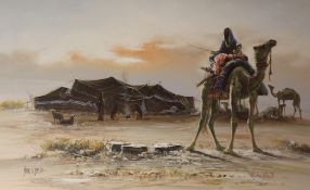 'Bedouin Encampment', oil on canvas signed and dated Sung H Jee (19)85,