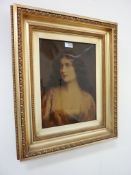 Late 19th century crystoleum portrait of a young woman signed A(ngelo) Asti 60cm x 50cm overall